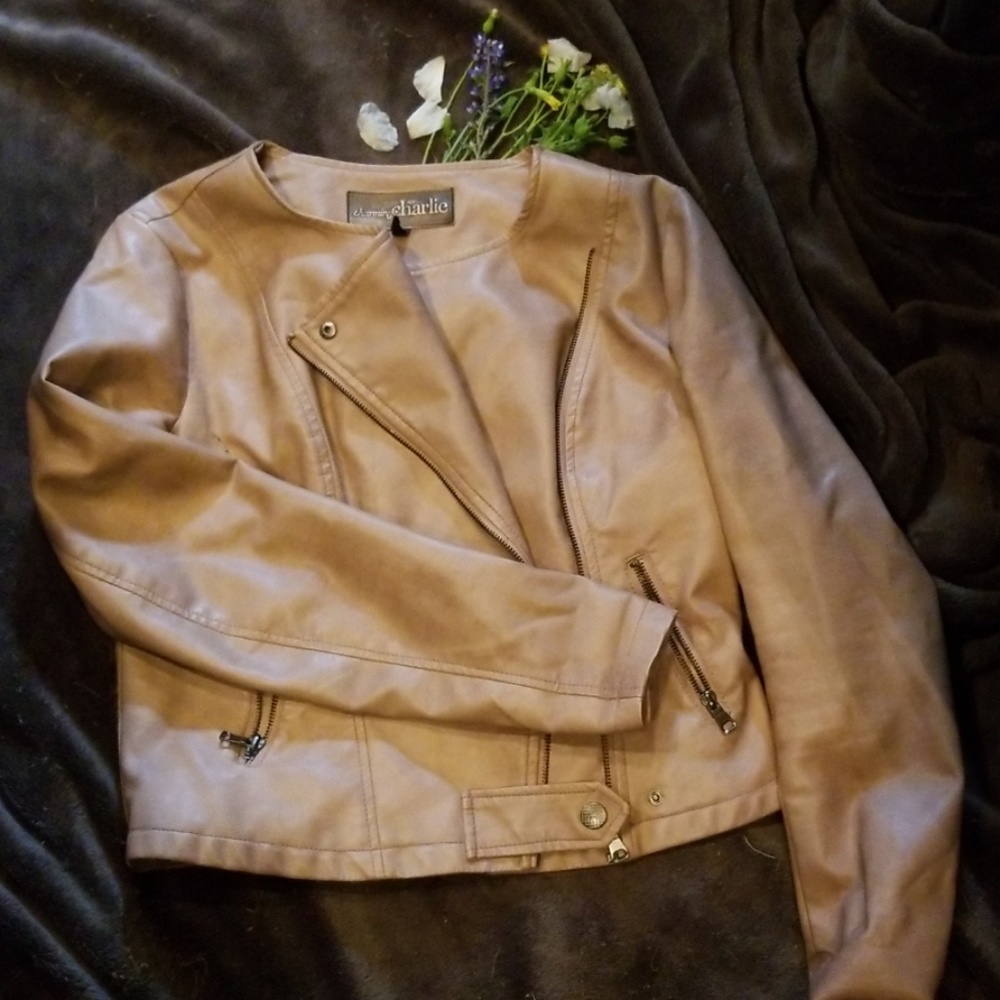 Womens faux leather biker jacket